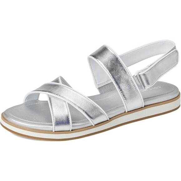 💕COLE HAAN💕 Mirabelle Crisscross Sandal ~ Silver/White 9.5 - Picture 3 of 6